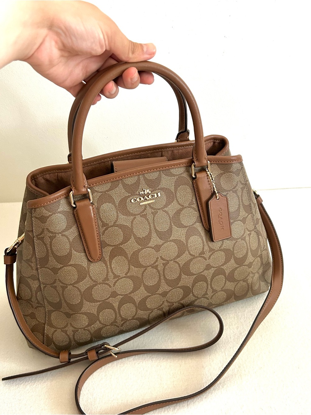 Coach Signature Coated Canvas and Leather Margot Carryall Satchel